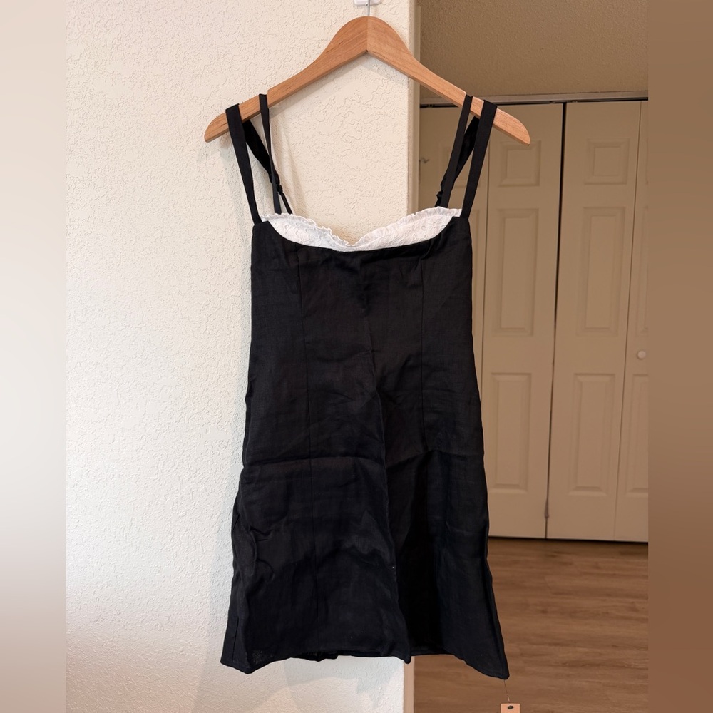 Reformation Lovella Linen Dress - Black (Size 2) (NWT)